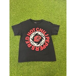 Red Hot Chili Peppers Rose Logo Graphic T-Shirt Black Mens Small 2022 Band Tee